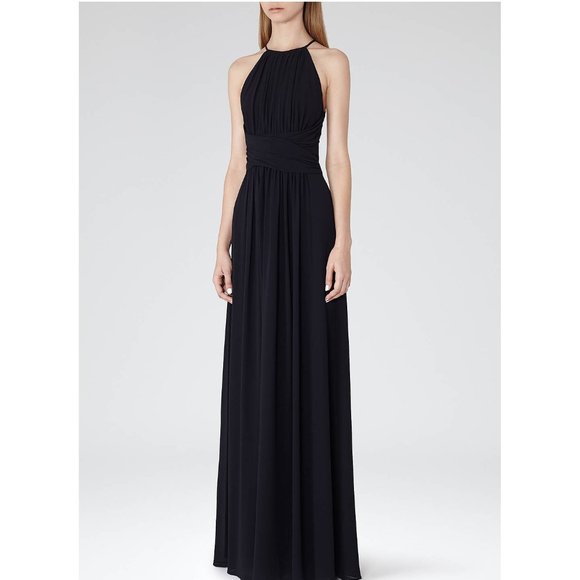 Reiss Navy High Neck Gown - Picture 1 of 3
